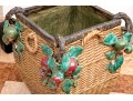 Vintage Faux Wicker Glazed Ceramic Jardiniere