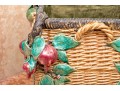 Vintage Faux Wicker Glazed Ceramic Jardiniere