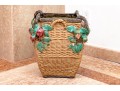 Vintage Faux Wicker Glazed Ceramic Jardiniere