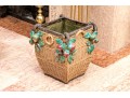 Vintage Faux Wicker Glazed Ceramic Jardiniere