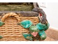 Vintage Faux Wicker Glazed Ceramic Jardiniere