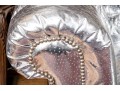 Fabulous Silver Upholstered Chesterfield Style Sofa