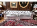 Fabulous Silver Upholstered Chesterfield Style Sofa