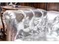 Fabulous Silver Upholstered Chesterfield Style Sofa
