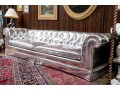 Fabulous Silver Upholstered Chesterfield Style Sofa