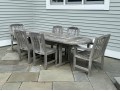 Smith And Hawken Teak Trestle Dining Table With Six Teak Dining Chairs