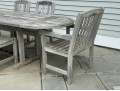 Smith And Hawken Teak Trestle Dining Table With Six Teak Dining Chairs