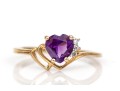 10k Yellow Gold Purple Amethyst Heart Ring, Size 7-