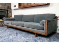 Vintage Wood Framed Upholstered Sofa