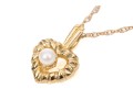 10k Yellow Gold Diminutive Cultured Pearl Set Heart Pendant, With Chain