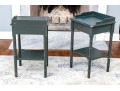 Chic Pair Of Chinoisserie Faux Bamboo Carved Side Tables