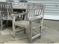 Smith And Hawken Teak Trestle Dining Table With Six Teak Dining Chairs