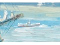 E. Veret Signed Oil On Canvas, Ship Docked In A Harbor