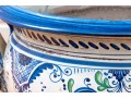 Italian Hand-Painted Ceramic Jardiniere With Brass Stand