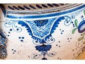 Italian Hand-Painted Ceramic Jardiniere With Brass Stand