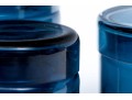 Suite Of Three Crate & Barrel Hand-Made Azure Glass Lidded Canisters