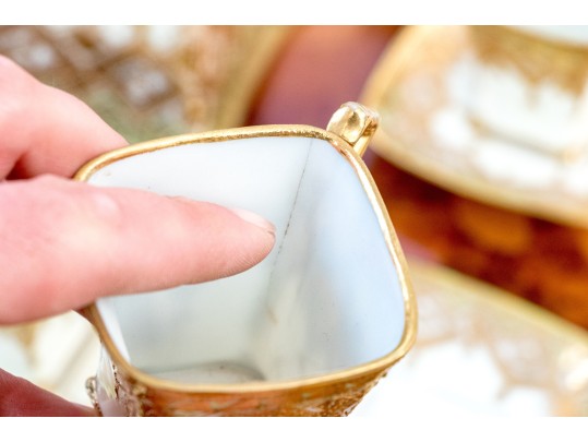 Japanese Nippon Hand-painted Porcelain Coffee Service For Six