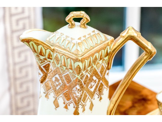 Japanese Nippon Hand-painted Porcelain Coffee Service For Six