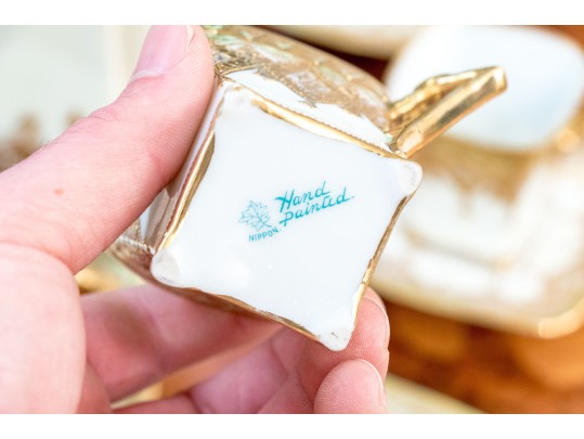 Japanese Nippon Hand-painted Porcelain Coffee Service For Six