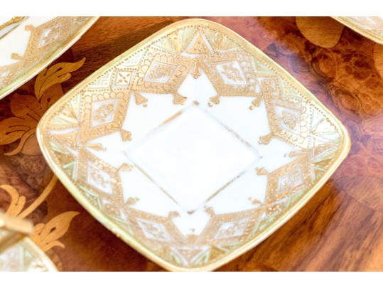 Japanese Nippon Hand-painted Porcelain Coffee Service For Six