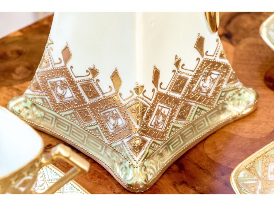 Japanese Nippon Hand-painted Porcelain Coffee Service For Six