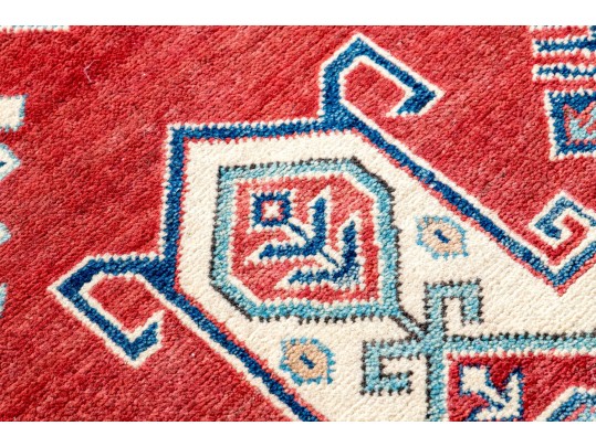 Hand Knotted Wool Pakistan Kazak Accent Carpet, 6' X 4'-2