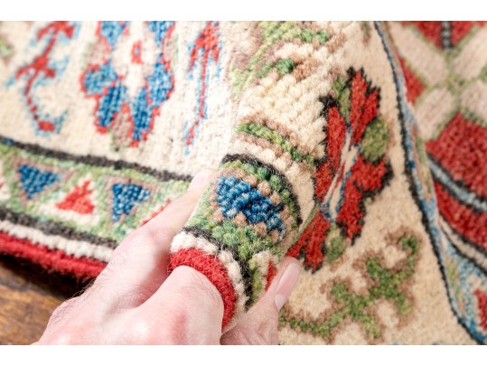 Hand-Knotted Wool Pakistan Kazak Accent Carpet 3'-4