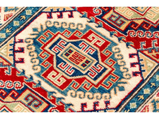 Hand Knotted Wool Pakistan Kazak Room Accent Carpet, 2'-7
