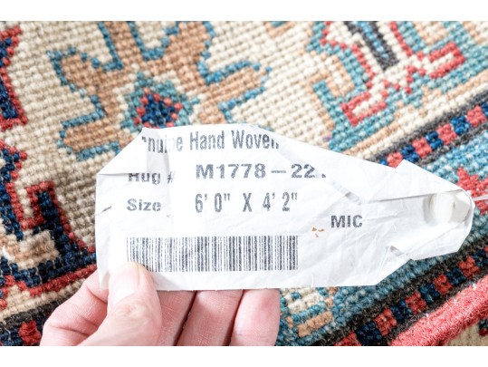 Hand Knotted Wool Pakistan Kazak Accent Carpet, 6' X 4'-2