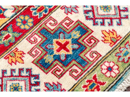 Hand Knotted Wool Pakistan Kazak Room Size Carpet, 6'-6