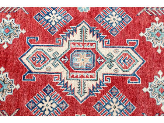 Hand Knotted Wool Pakistan Kazak Accent Carpet, 6' X 4'-2