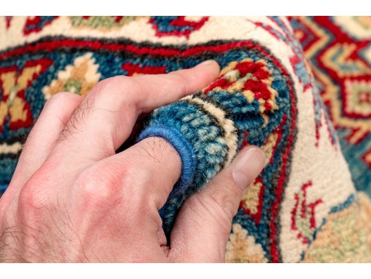 Hand Knotted Wool Pakistan Kazak Room Accent Carpet, 2'-8