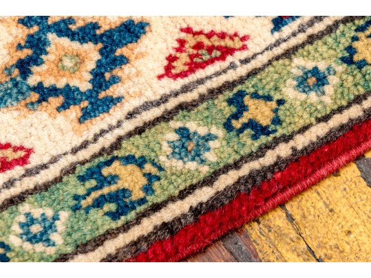 Hand Knotted Wool Pakistan Kazak Room Accent Carpet, 2'-7