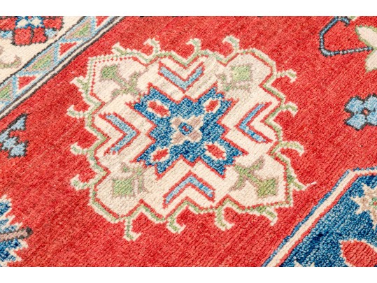 Hand-Knotted Wool Pakistan Kazak Accent Carpet 3'-4