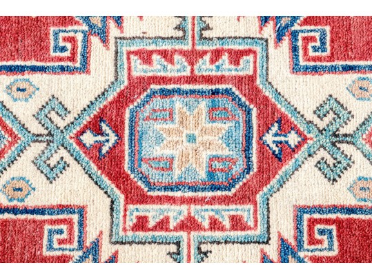 Hand Knotted Wool Pakistan Kazak Accent Carpet, 6' X 4'-2