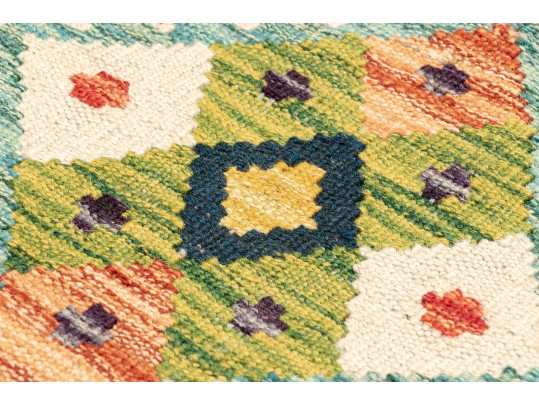 Vibrant Hand Woven Wool Kilim Scatter Mat, 2'-2