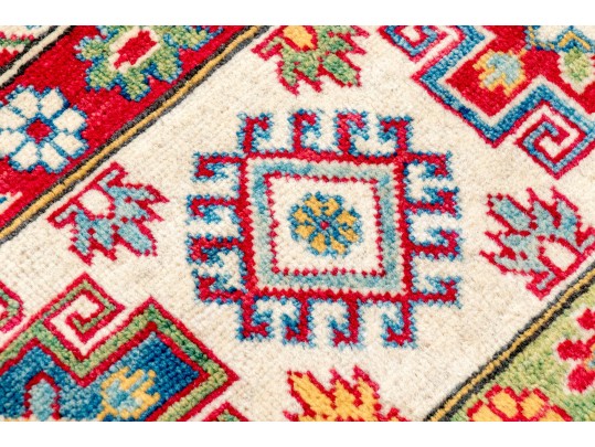Hand Knotted Wool Pakistan Kazak Room Size Carpet, 6'-6