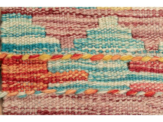 Vibrant Hand Woven Wool Kilim Scatter Mat, 2'-2