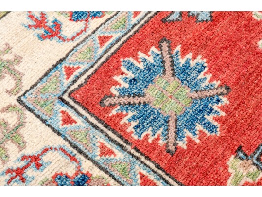 Hand-Knotted Wool Pakistan Kazak Accent Carpet 3'-4