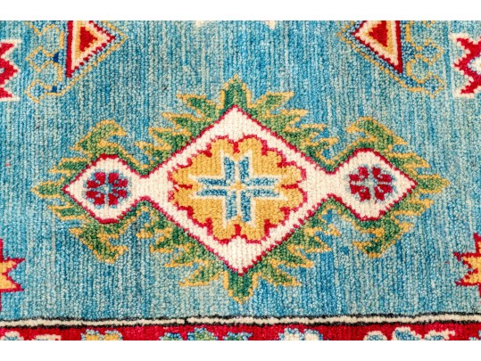 Hand Knotted Wool Pakistan Kazak Room Size Carpet, 6'-6