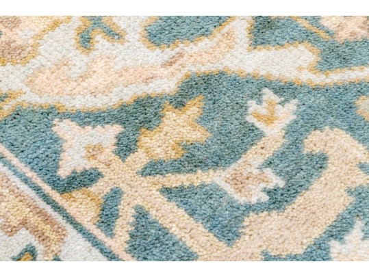 Hand-Knotted Wool Indo-Oushak Scatter Carpet (2'-10