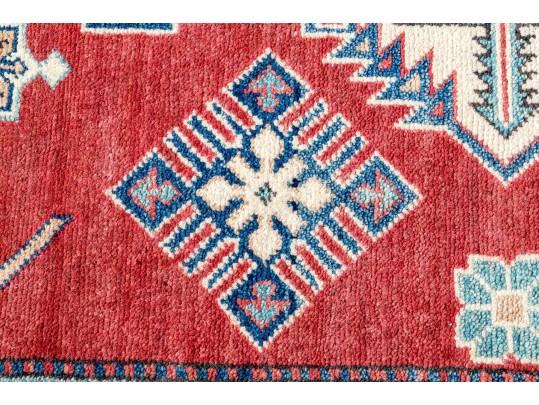 Hand Knotted Wool Pakistan Kazak Accent Carpet, 6' X 4'-2