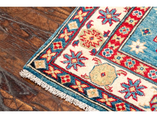 Hand Knotted Wool Pakistan Kazak Room Accent Carpet, 2'-8