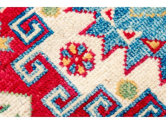 Hand Knotted Wool Pakistan Kazak Room Size Carpet, 6'-6