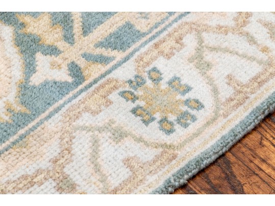 Hand-Knotted Wool Indo-Oushak Scatter Carpet (2'-10