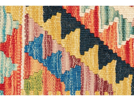 Vibrant Hand Woven Wool Kilim Scatter Mat, 2'-2