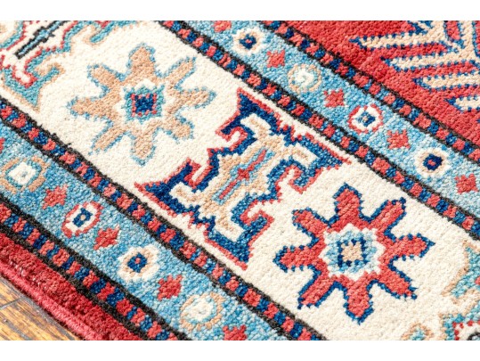 Hand Knotted Wool Pakistan Kazak Accent Carpet, 6' X 4'-2