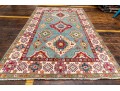 Hand Knotted Wool Pakistan Kazak Room Size Carpet, 6'-6