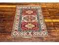 Hand Knotted Wool Pakistan Kazak Room Accent Carpet, 2'-7