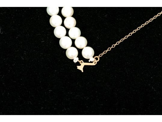 Lovely Double Strand Cultured 5.75 Mm Pearl Bracelet With An Amethyst Clasp